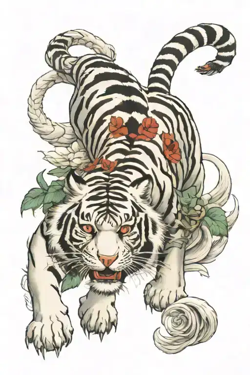 white tiger and a dragon tattoo design idea