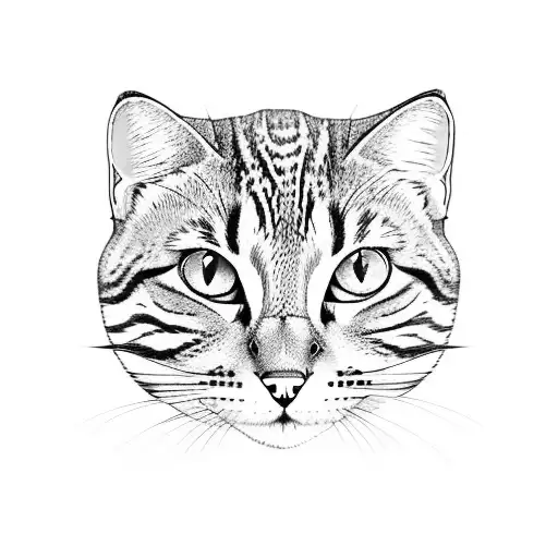 gray tabby cat with black markings tattoo design idea