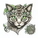 green eyed tabby Cat in smokes tattoo design idea