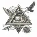 An alchemy symbol incorporating truck elements tattoo design idea