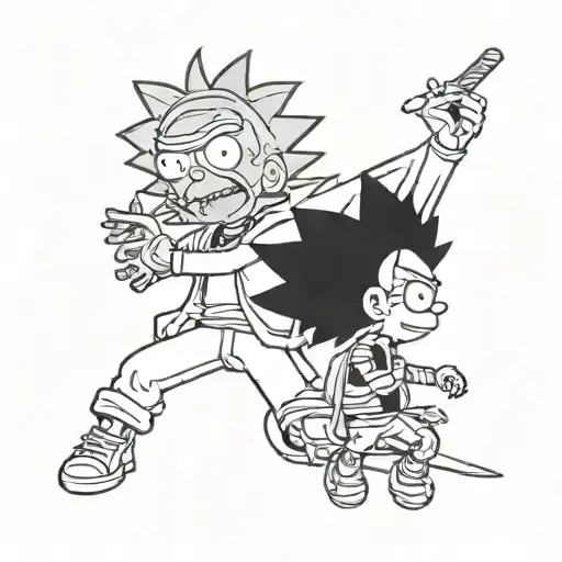 Rick an morty, Pokémon, Naruto, dragon ball z, family guy, American dad,  tattoo design idea