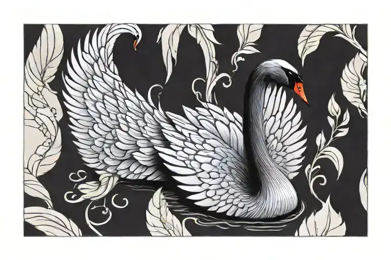 Black swan tattoo design idea