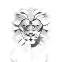 Samurai win a battle with 2 lions tattoo design idea