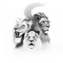 Samurai win a battle with 2 lions tattoo design idea