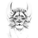Samurai win a battle with 2 lions tattoo design idea