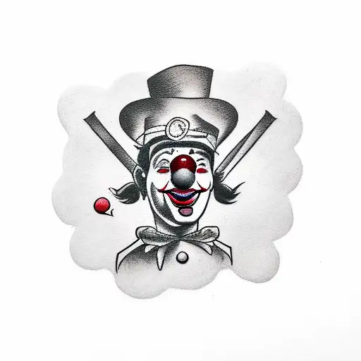 a clown smoking on a park bench tattoo design idea