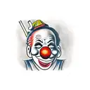 a clown smoking on a park bench tattoo design idea
