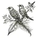 A branch from the tree of life but the leaves are also feathers and there are little birds. tattoo design idea