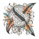 One feather with birds or a tree of life or a family or child. Indicates Love and Family. tattoo design idea