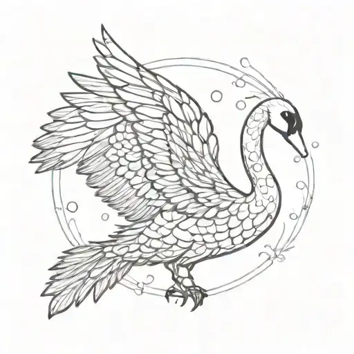 black swan with big wings tattoo design idea