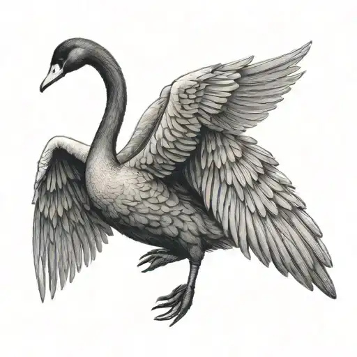 black swan with big wings tattoo design idea