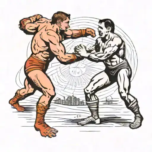 wrestlers fighting each other tattoo design idea