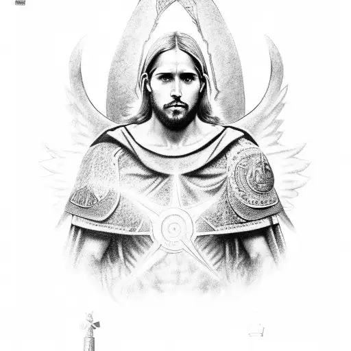 Archangel Gabriel as warrior tattoo design idea