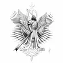 Archangel Gabriel as warrior tattoo design idea
