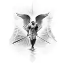 Archangel Gabriel as warrior tattoo design idea