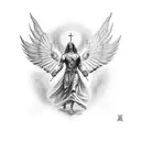 Archangel Gabriel as warrior tattoo design idea
