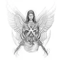 Archangel Gabriel as warrior tattoo design idea