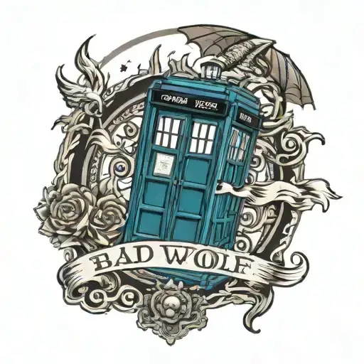 doctor who bad wolf tardis  tattoo design idea