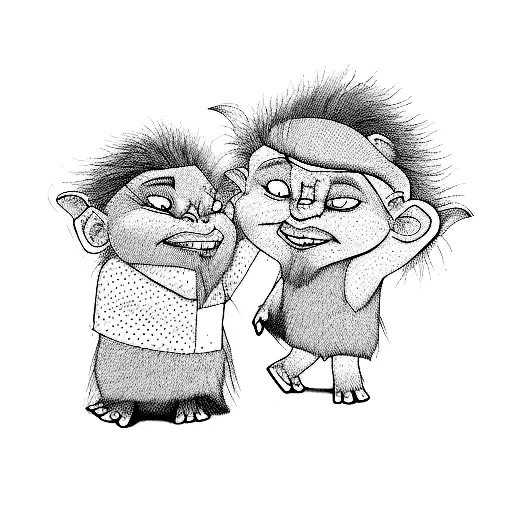 a couple of trolls tattoo design idea