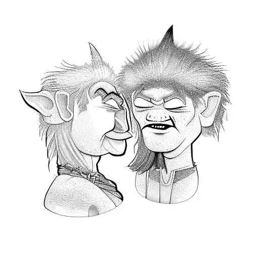 a couple of trolls tattoo design idea