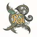 raj name with unique tattoo design idea