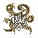 raj name with unique tattoo design idea