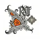 raj name with unique tattoo design idea