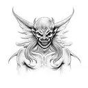 demon hugging angel tattoo design idea