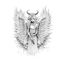 demon hugging angel tattoo design idea