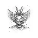 demon hugging angel tattoo design idea
