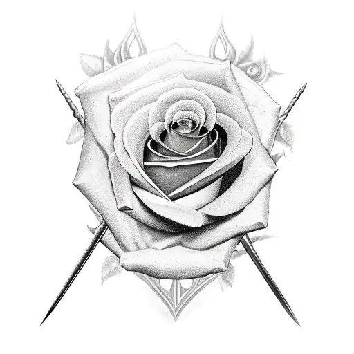 a sword with a rose swirling around its tip tattoo design idea