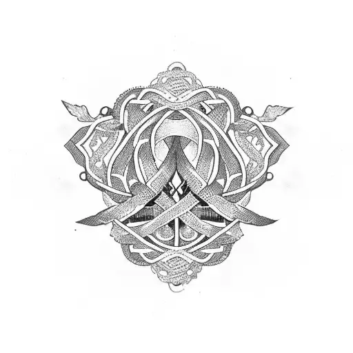 Autismo awareness ribbon intertwined with a delicate lace pattern tattoo design idea