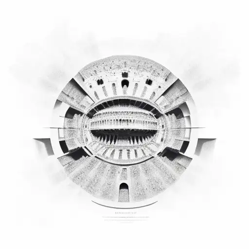 colosseum with hour glass tattoo design idea