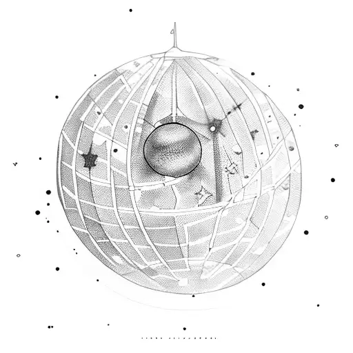 Saturn shaped like a disco ball tattoo design idea