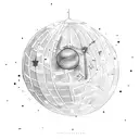 Saturn shaped like a disco ball tattoo design idea