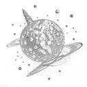 Saturn shaped like a disco ball tattoo design idea