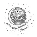 Saturn shaped like a disco ball tattoo design idea