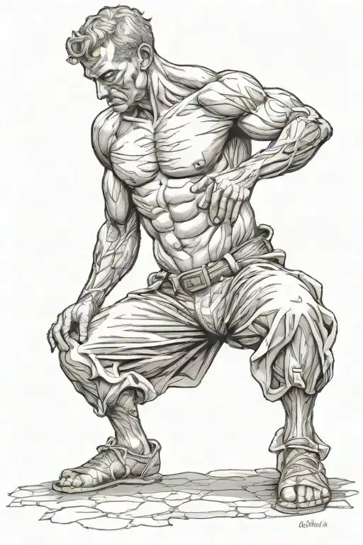 self made man statue full body tattoo design idea