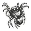 jumping spider with front arms raised black and white tattoo design idea