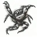 jumping spider with front arms raised black and white tattoo design idea