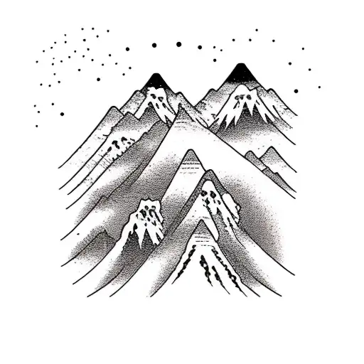 guitar mountains and snowboard tattoo design idea