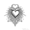 twin flames and heart forever tattoo design idea