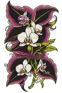orchids with the word "a bushel and a peck" tattoo design idea