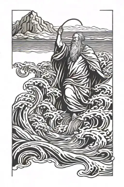 moses parting red sea tattoo design idea