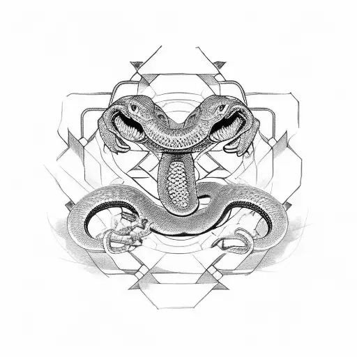 A tattoo of a snake wrapped around a movie reel, in dotwork style tattoo design idea