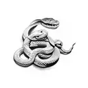 A tattoo of a snake wrapped around a movie reel, in dotwork style tattoo design idea