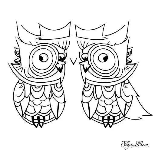 2 owls 1 raven 1 king fisher tattoo design idea