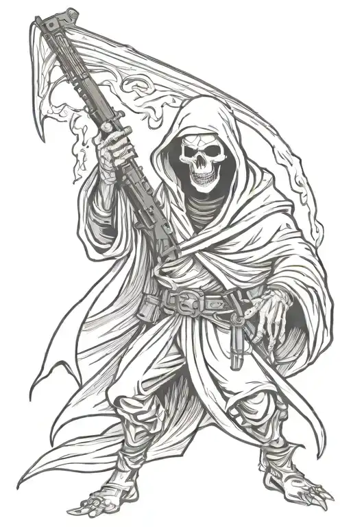 Grim reaper with guns  tattoo design idea