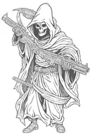 Grim reaper with guns  tattoo design idea