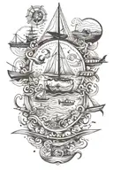equations throughout ocean, sailing, rowing, scuba diving and animals tattoo design idea